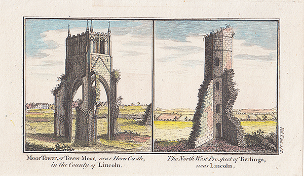 Moor Tower or Tower Moor near Horn Castle and North West prospect of Berlings near Lincoln 