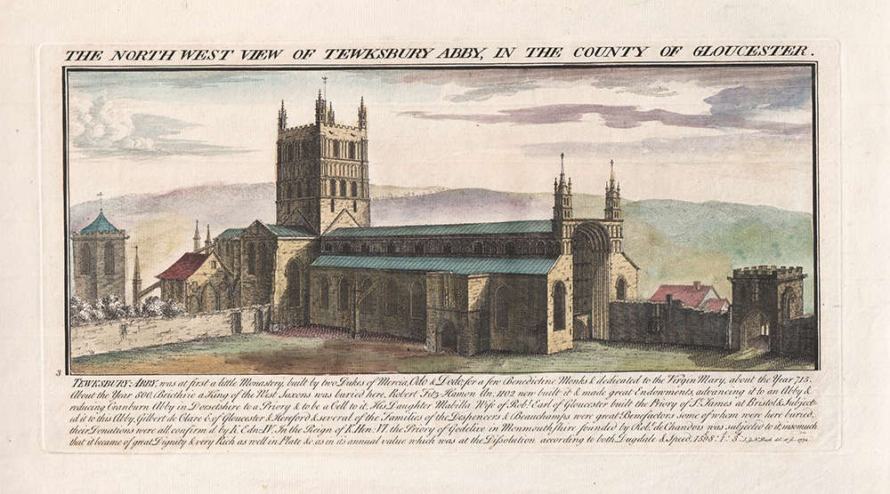 The North West view of Tewksbury Abby in the County of Gloucester