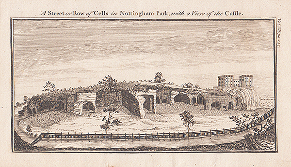 A Street or Row of Cells in Nottingham Park with a View of the Castle 