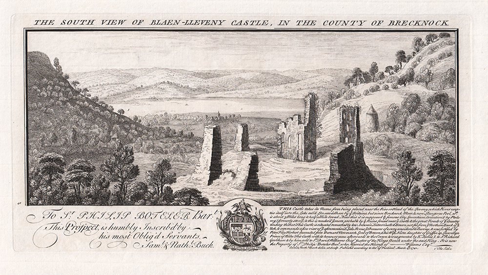 The South View of Blaen-Lleveny Castle in the County of Brechnock 