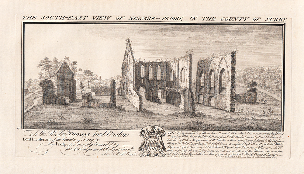 The South East View of Newark Priory in the County of Surry