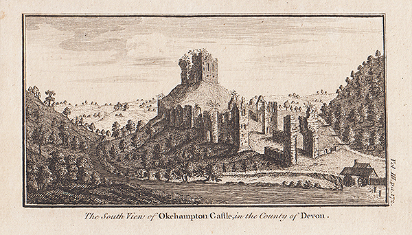 South view of Okehampton Castle in the County od Devon 