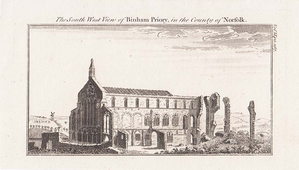 The South West View of Binham Priory in the County of Norfolk.