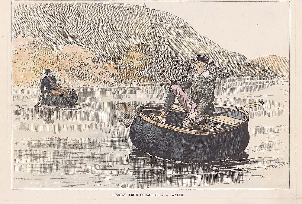 Fishing from coracles in N. Wales.
