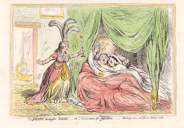 Gillray - The Jersey Smuggler detected; or Good Cause for Discintent - Marriage vows are false as Dicers oaths 
