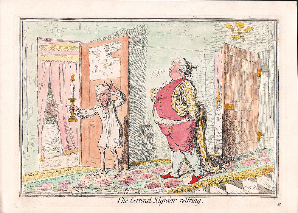 Gillray - The Grand Signior retiring 