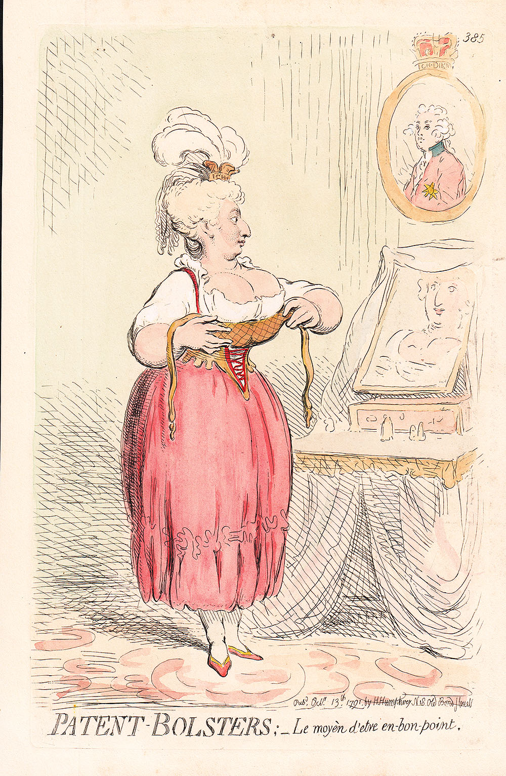 Gillray - Patent Bolsters; Le moyn d'etre en-bon-point