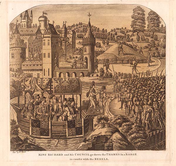 King Richard and his Council go down the Thames in a barge to confer with the rebels