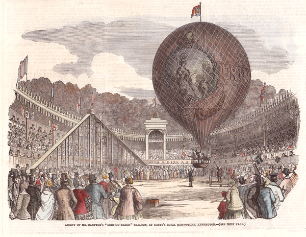 Ascent of Mr Hampton's Erin - go - Bragh Balloon at Batty's Roytal Hippodrome Kensington