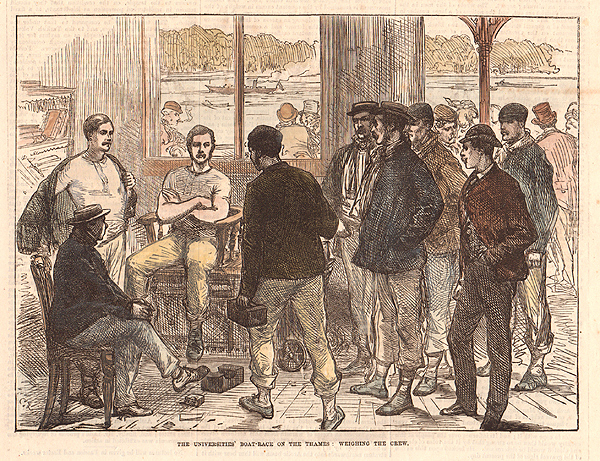 The Universities' Boat - Race on the Thames :  Weighing the Crew