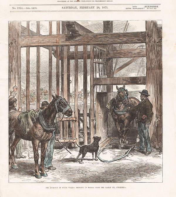 The Lock-Out in South Wales Bringing up horses from the Castle Pit Cyfartha 