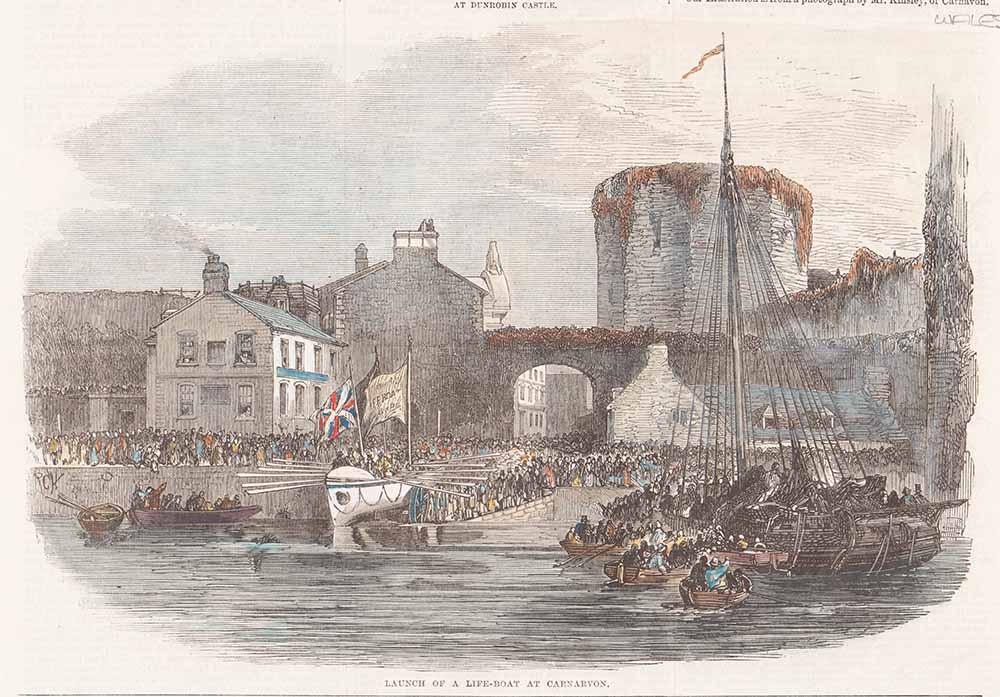 Launch of a Life-Boat at Caernarvon.