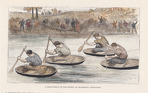 A Coracle Race on the Severn at Ironbridge Shropshire