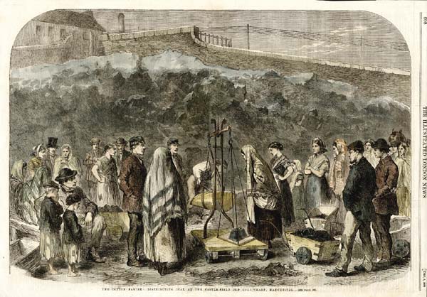 The Cotton Famine ;  Distributing Coal at the Castle - Field Old Coal Wharf Manchester