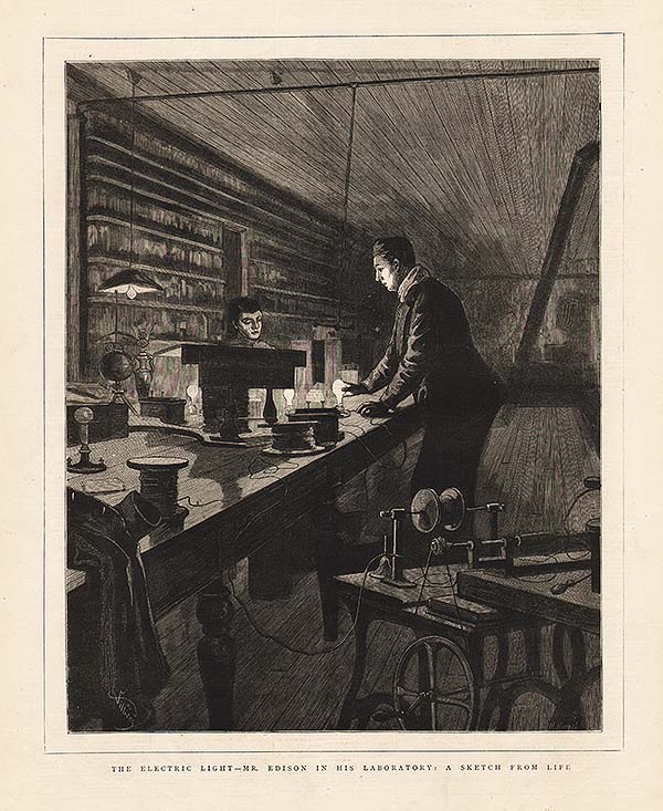 The Electric Light  -  Mr Edison in his laboratory :  A sketch from life
