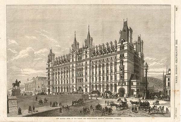 New Railway Hotel at the London and North West Terminus, Lime Street, Liverpool.