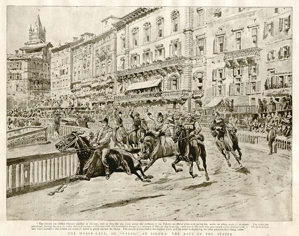 The Horse - Race or Palio at Sienna :  The Race in the Piazza