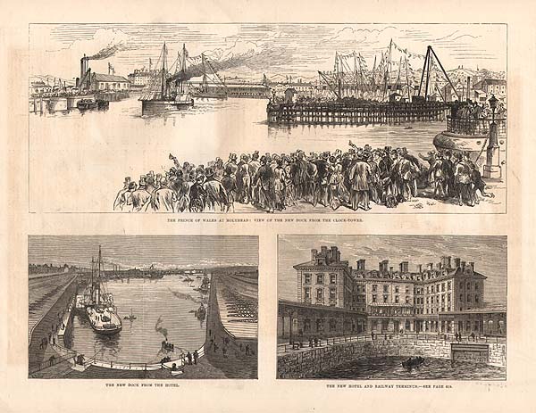 The Prince of Wales at Holyhead  :  View of the New Dock from the Clock - Tower