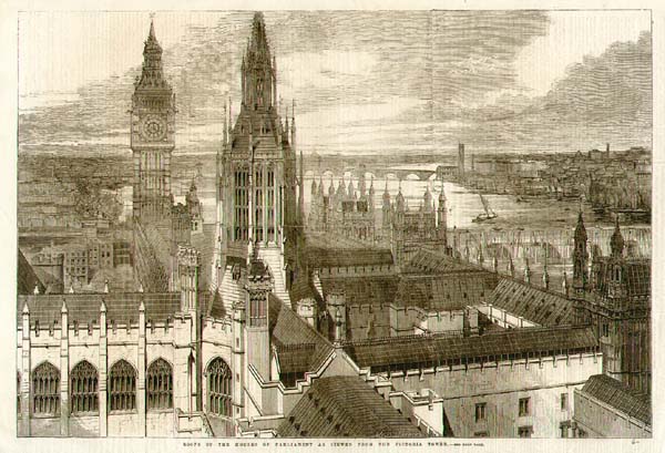Roofs of the Houses of Parliament as viewed from the Victoria Tower