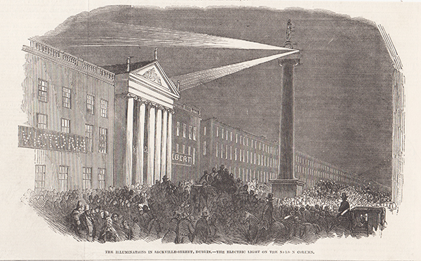 The Illumination in Sackville Street Dublin - The Electric Light on the Nelson Column 