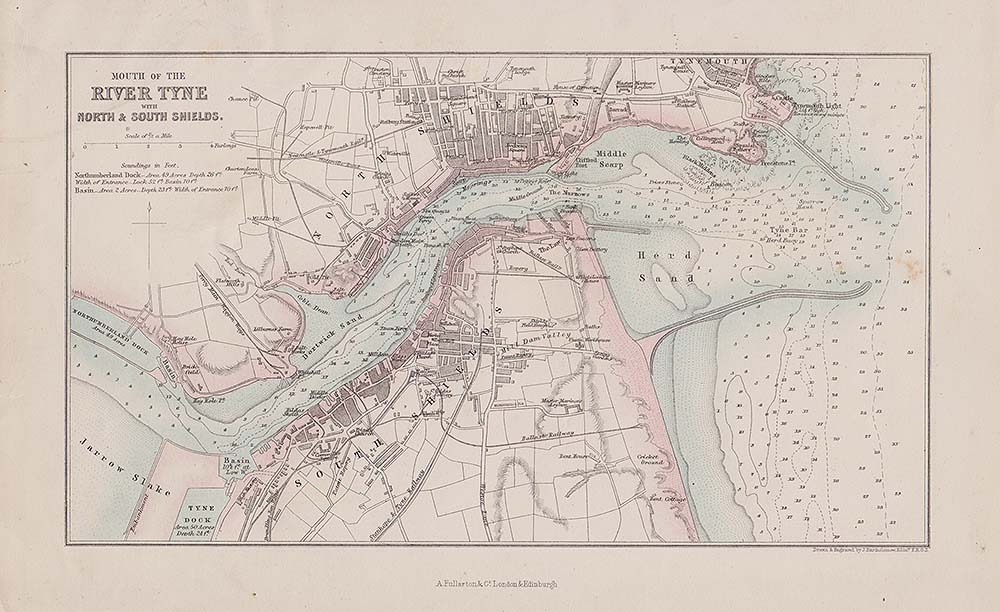 Mouth of the River Tyne with North & South Shields.