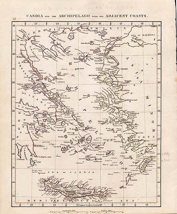 Candia and the Archipelago with the Adjacent Coasts  -  Aaron Arrowsmith