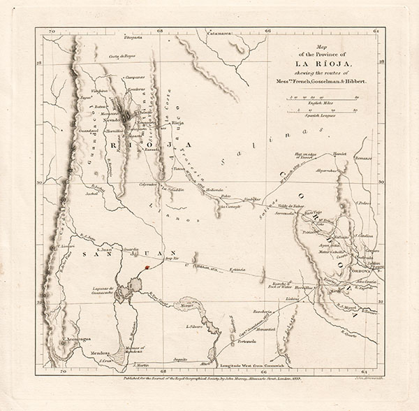 Map of the Province of La Rioja shewing the routes of Messrs French Gosselman & Hibbert