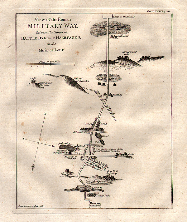 View of the Roman MILITARY WAY Between the Camps of BATTLEDYKES & HAERFAUDS in the Muir of Lour'