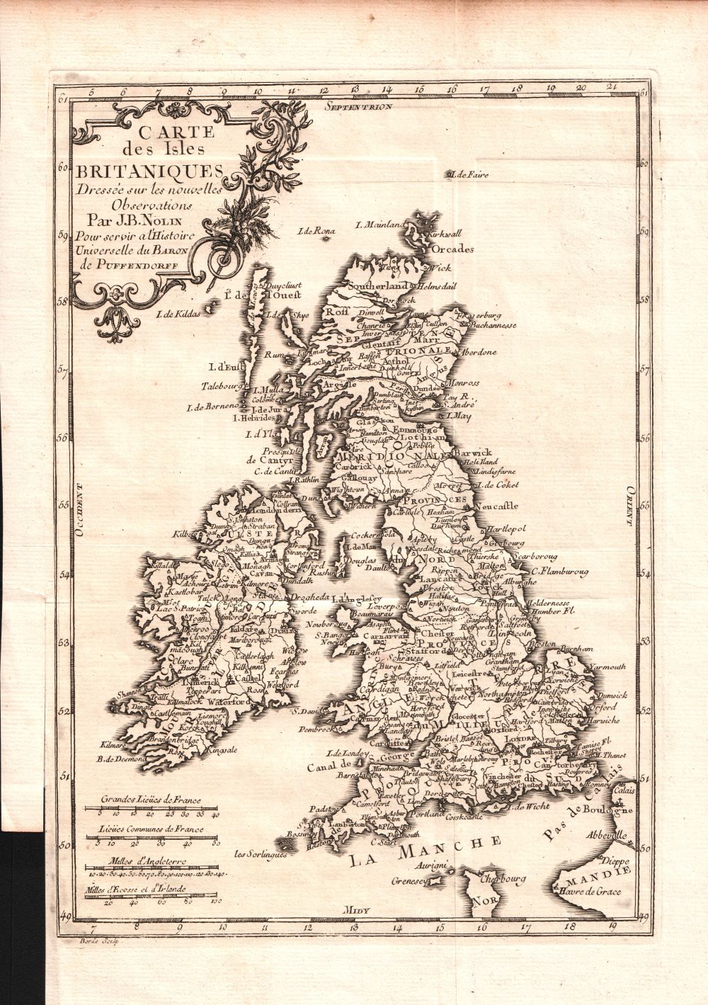 Carte des Isles Britanniques Dressee sur les nouvelles Observations, Jean Baptiste Nolin