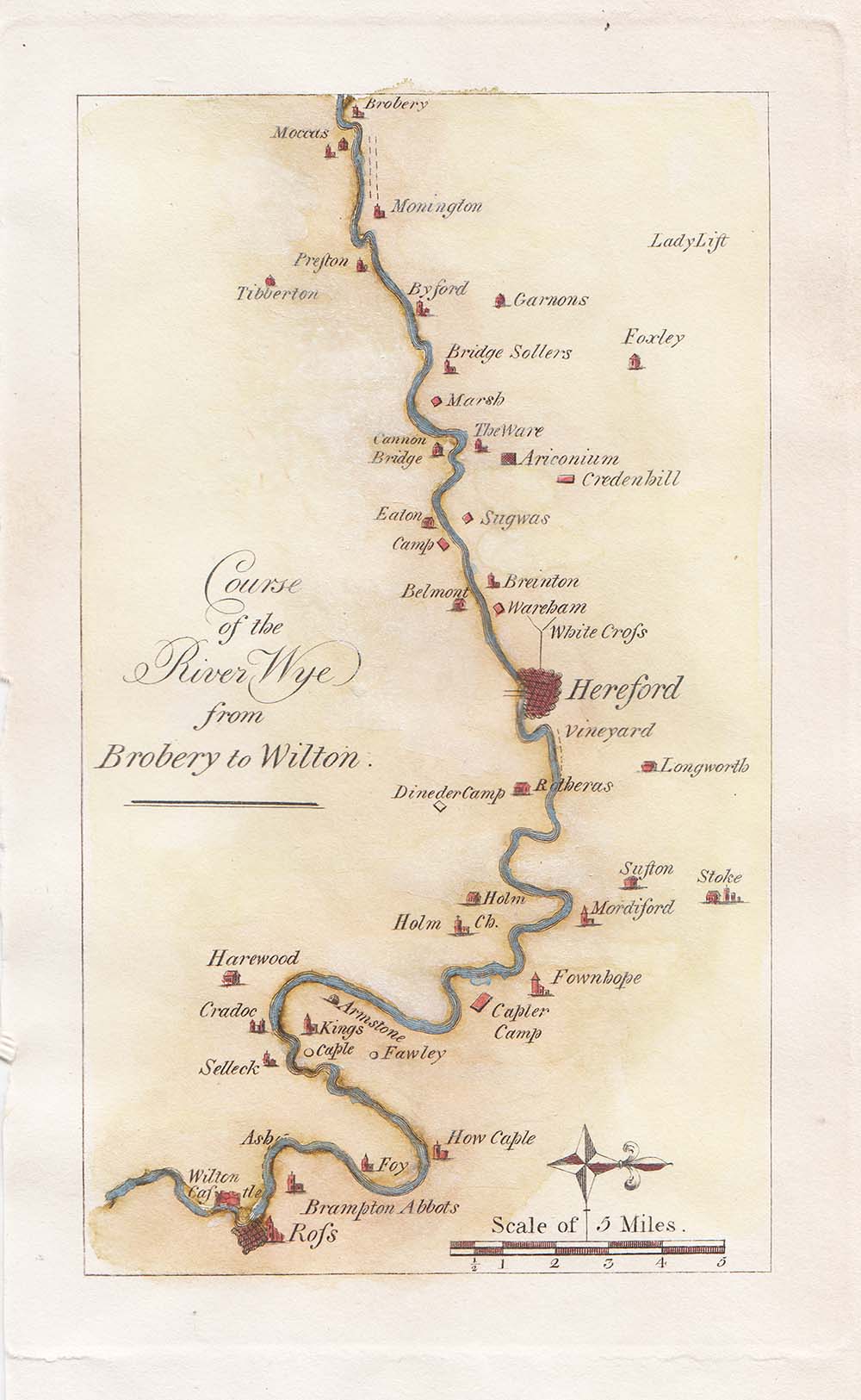 Course of the River Wye from Brobery to Wilton.