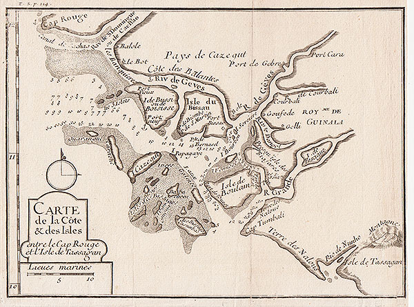 Carte de la Cote & des Isles entre le Cap Rouge et l'Isle de Tassagan