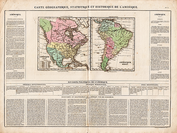 Carte Géographique Statistique et Historique de L'Amerique 