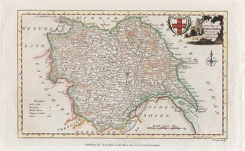 A New Map of Yorkshire Drawn from the latest & best Authorities - Thomas Conder