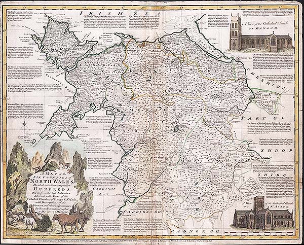 A Map of the six counties of North Wales Divided into their respective Hundreds