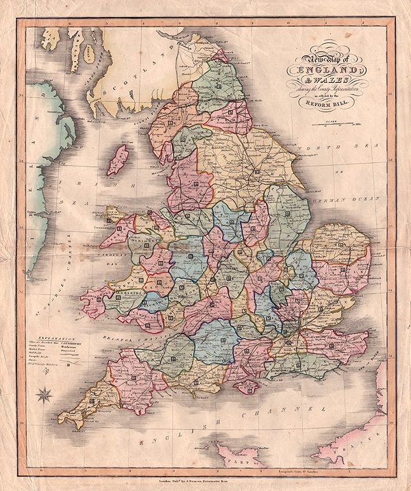New Map of England and Wales as effected by the Reform Bill
