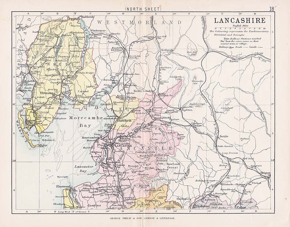 John Bartholomew - George Philip  Lancashire North Sheet