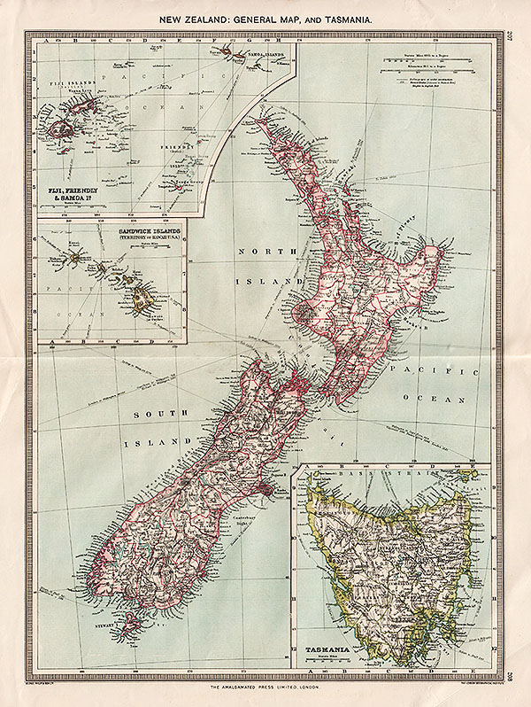New Zealand:  General Map and Tasmania