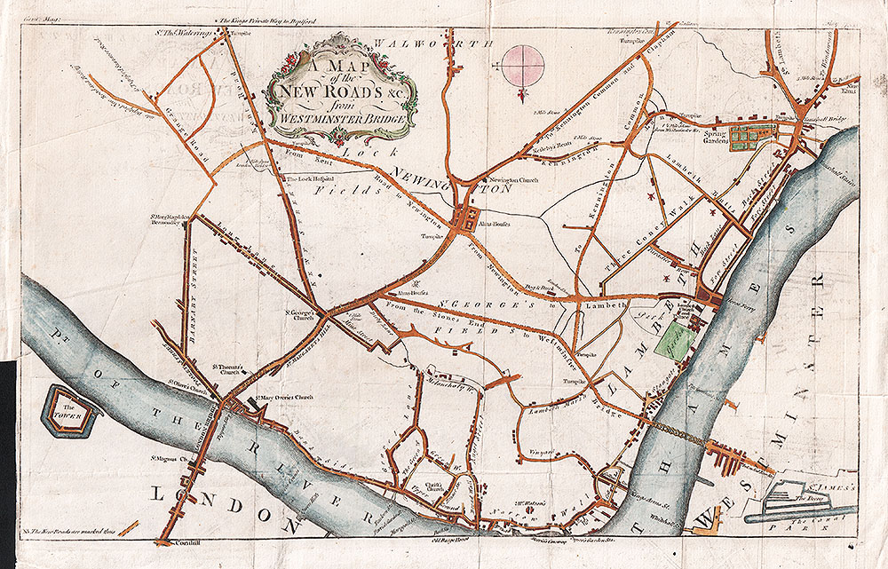 A Map of the New Roads  from Westminster Bridge