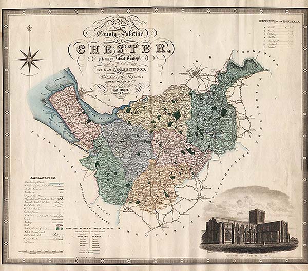 C & J Greenwood  -  Map of the County Palatine of Chester from an Actual Survey made in the year 1819