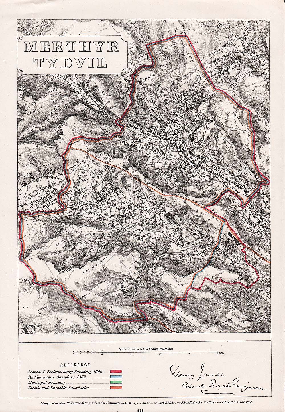 Merthyr Tydvil Parliamentary Boundary 1868