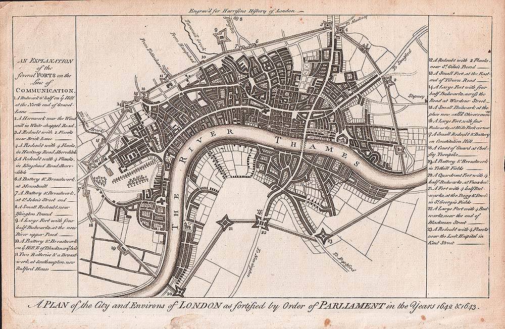 A Plan of the City and Environs of London as fortified by Order of Parliament in the Years 1642 & 1643