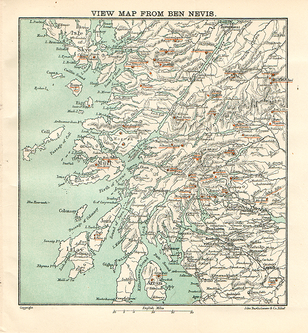 View Map from Ben Nevis  -  John Bartholomew