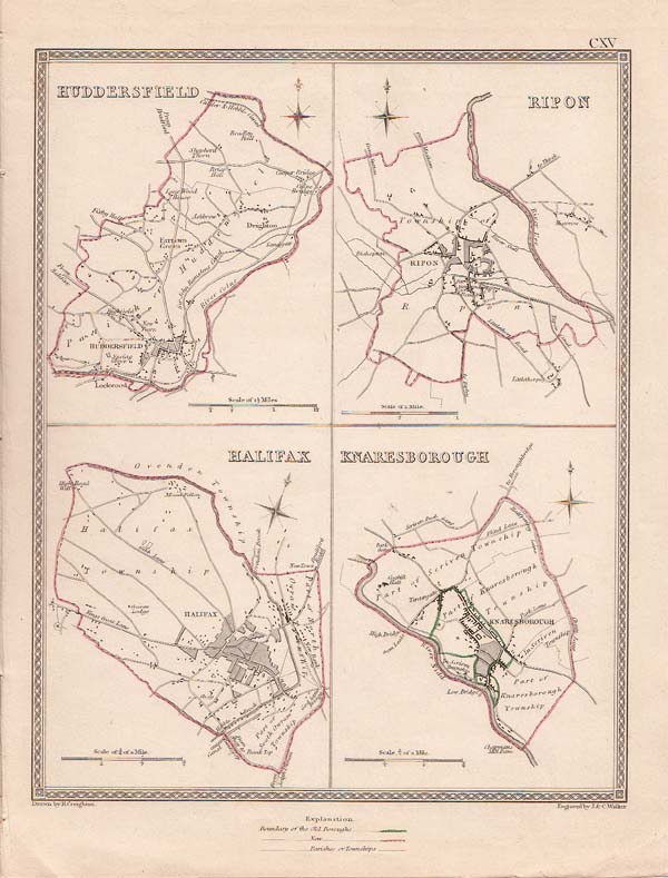 Town Plans of Huddersfield Ripon Halifax and Knaresborough