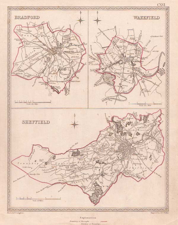 Town Plans of Bradford Wakefield and Sheffield