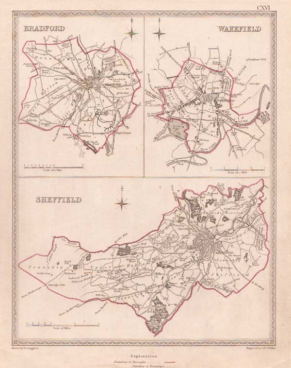 Town Plans of Bradford Wakefield and Sheffield