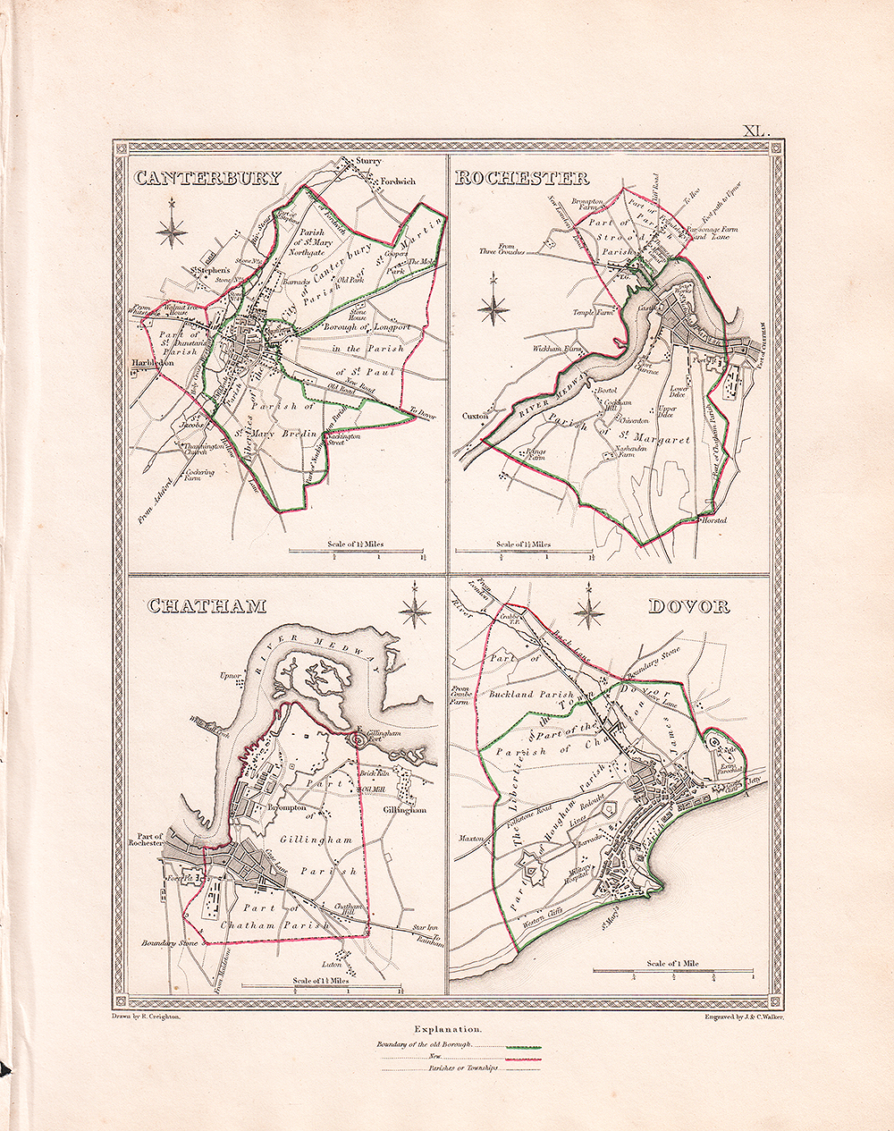 J. and C. Walker - Canterbury, Rochester, Chatham and Dovor.