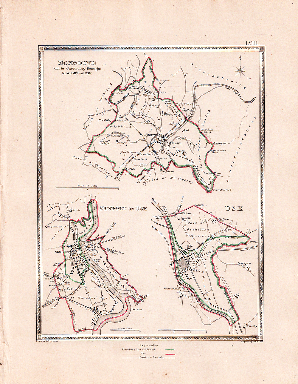 J. and C. Walker - Monmouth, Newport on Usk and Usk.