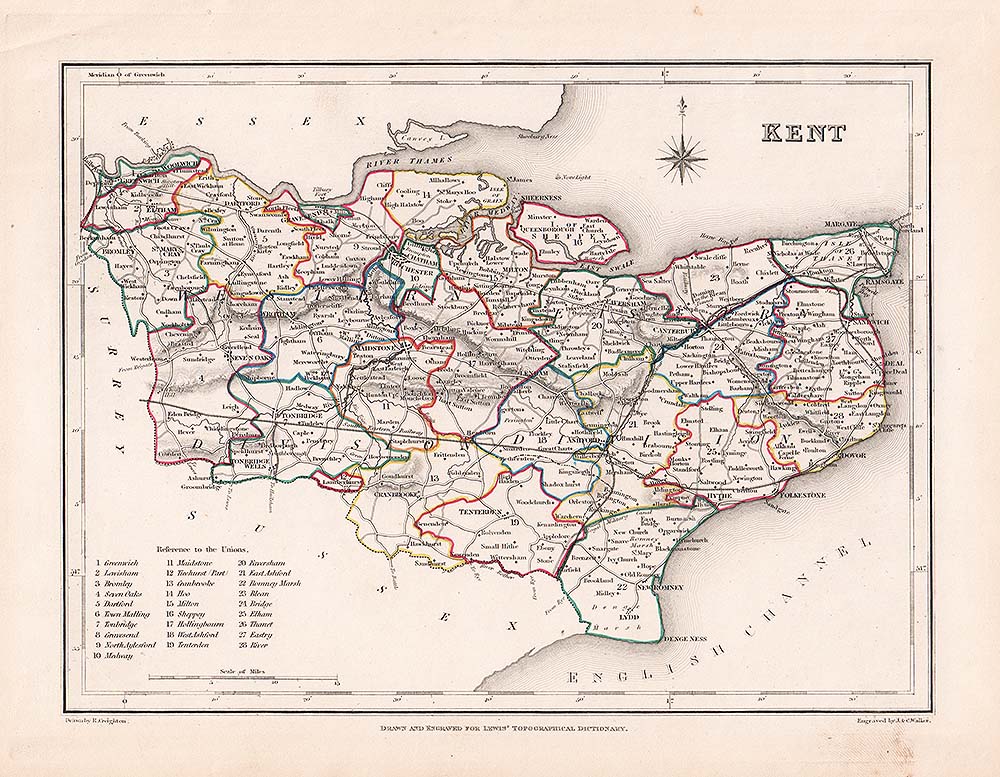 Kent | Speed | Saxton | Town Plan | antique prints maps