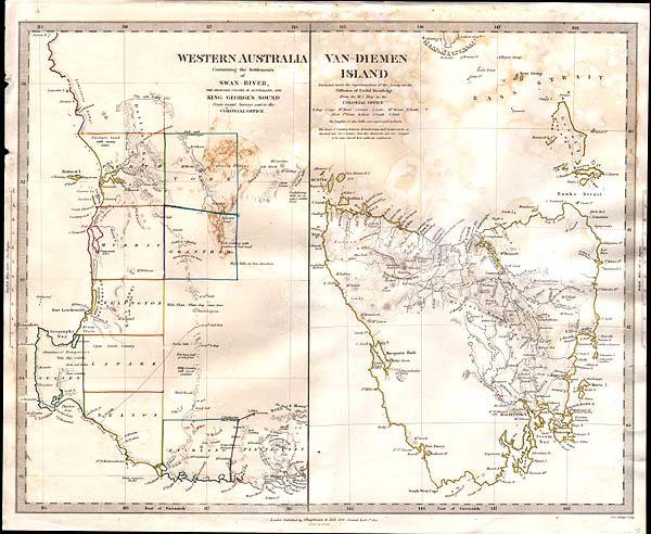 Western Australia Containing the Settlements of Swan River and King George Sound / Van-Diemen Island   SDUK