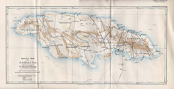 Sketch Map of Jamaica to illustrate the paper by Dr Vaughan Cornish on the Earthquake of January 14th 1907